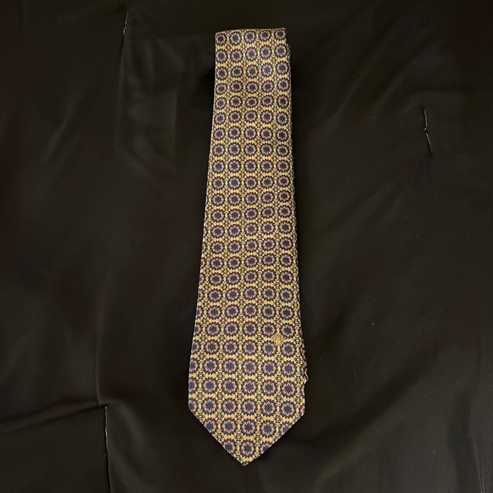 Mens Versace Gold/Navy Silk Tie NWOT